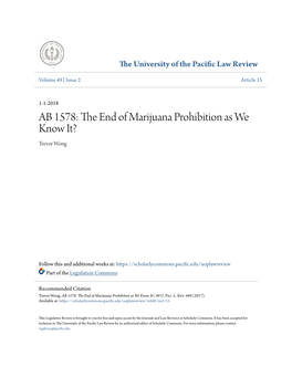 AB 1578: the End of Marijuana Prohibition As We Know It?, 49 U