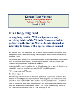 March 09, 2015 a LONG, LONG ROAD; WILLIAM SPEAKMAN