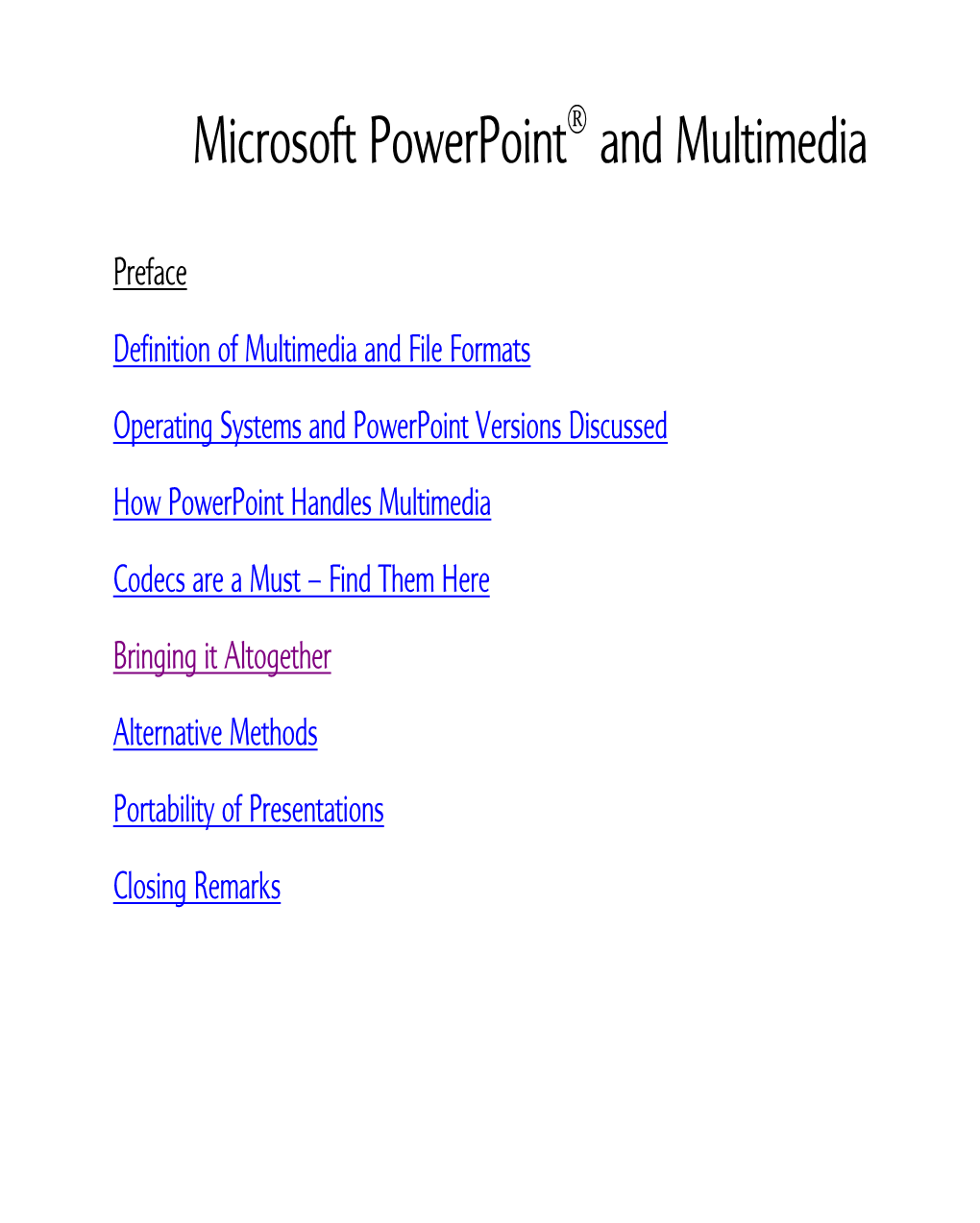 Microsoft Powerpoint and Multimedia