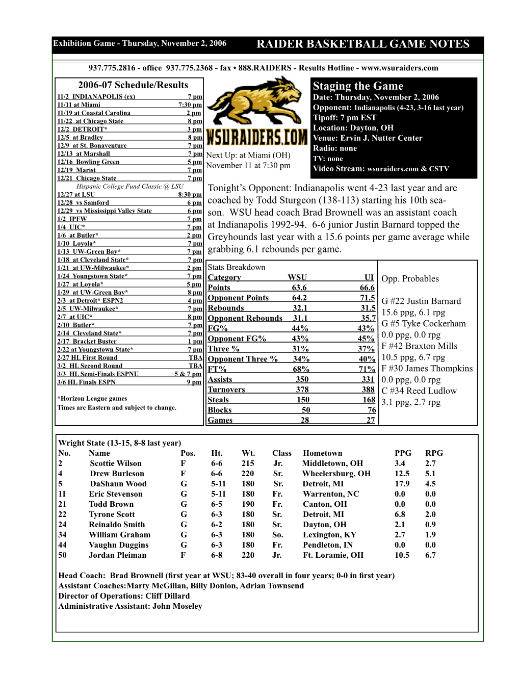 Raider Basketball Game Notes