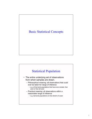 Basic Statistical Concepts Statistical Population