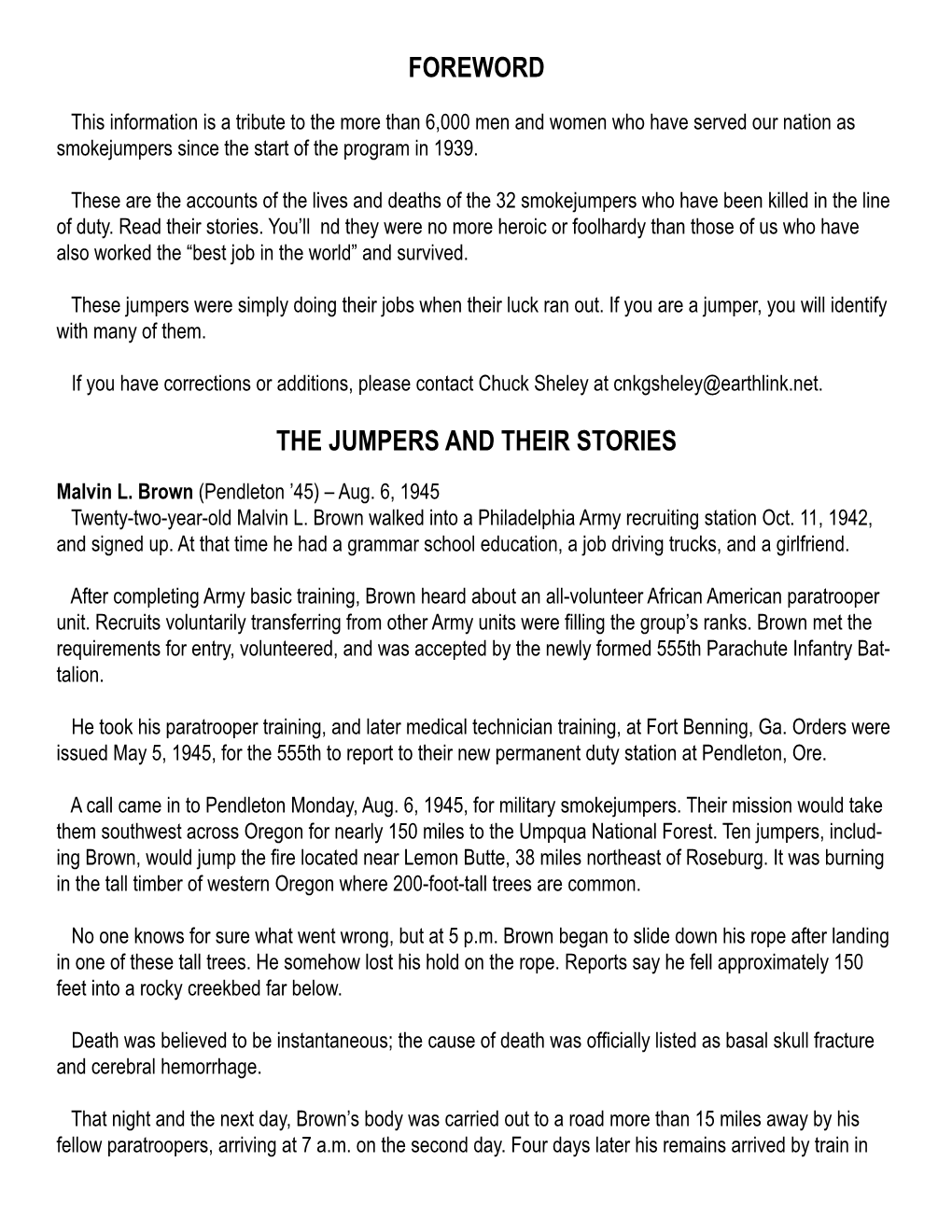 Foreword the Jumpers and Their Stories