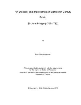 Air, Disease, and Improvement in Eighteenth-Century Britain Sir John