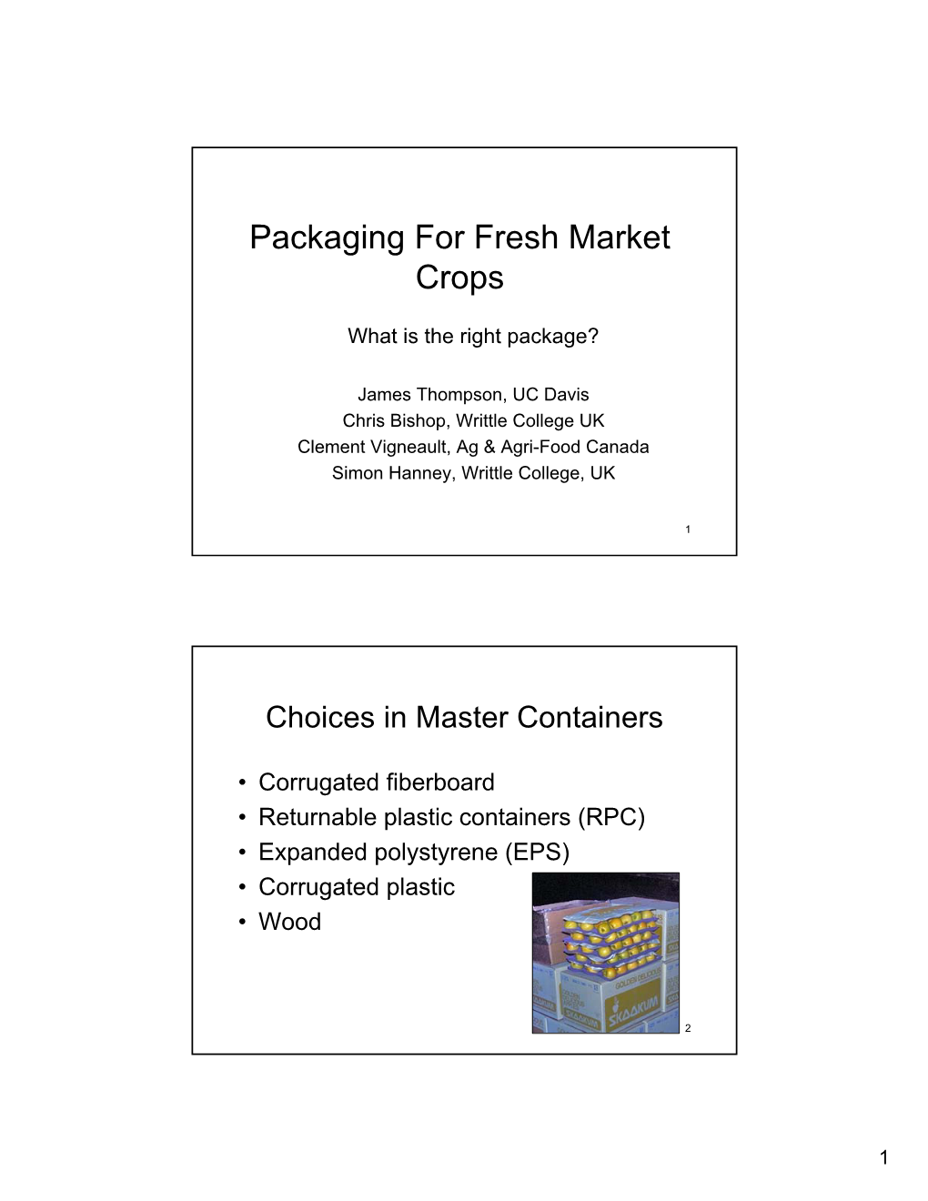 Packaging for Fresh Market Crops