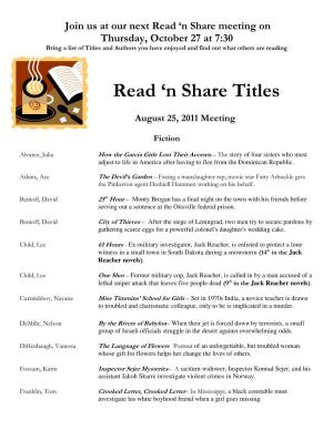 Read 'N Share Titles