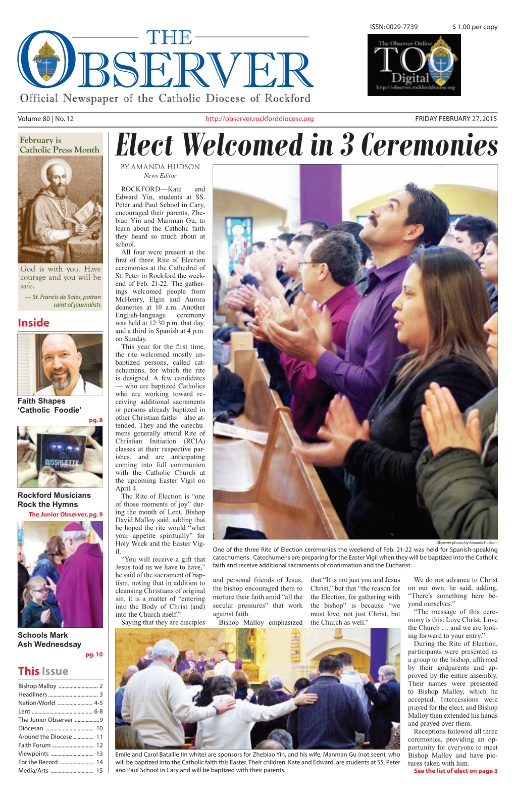 Elect Welcomed in 3 Ceremonies by AMANDA HUDSON News Editor ROCKFORD—Kate and Edward Yin, Students at SS