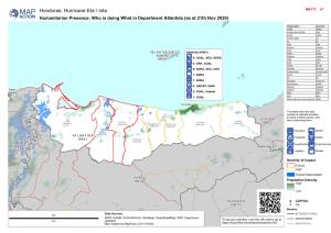 Honduras: Hurricane Eta / Iota MA117 V7 Humanitarian Presence: Who Is Doing What in Department Atlántida (As at 21Th Nov 2020)
