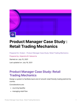 Product Manager Case Study : Retail Trading Mechanics