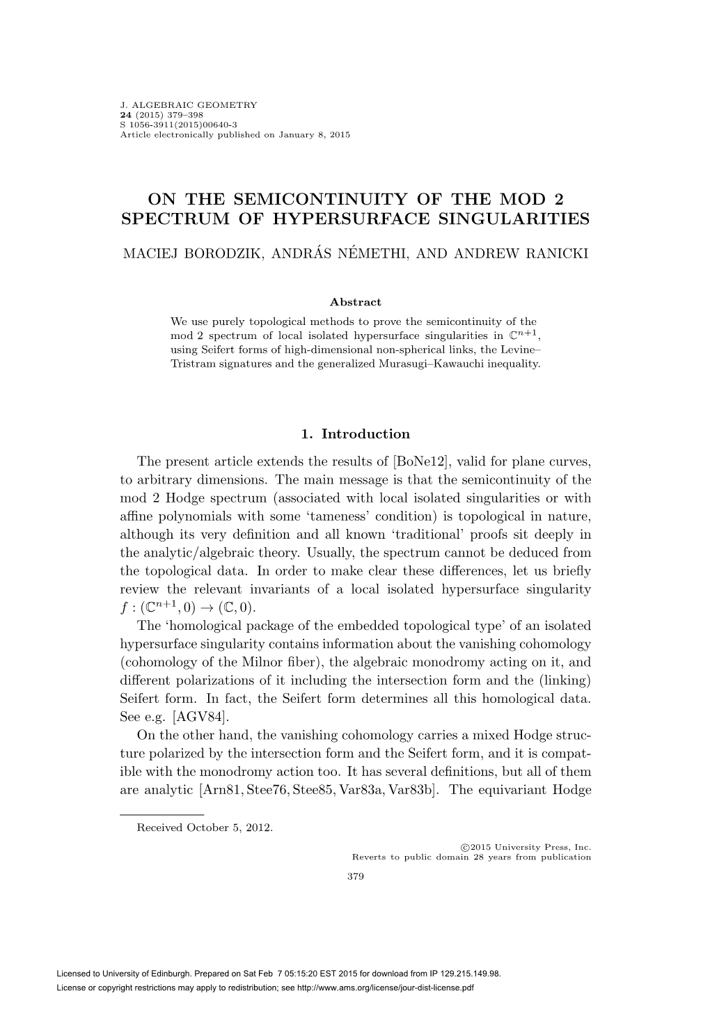 On the Semicontinuity of the Mod 2 Spectrum of Hypersurface Singularities