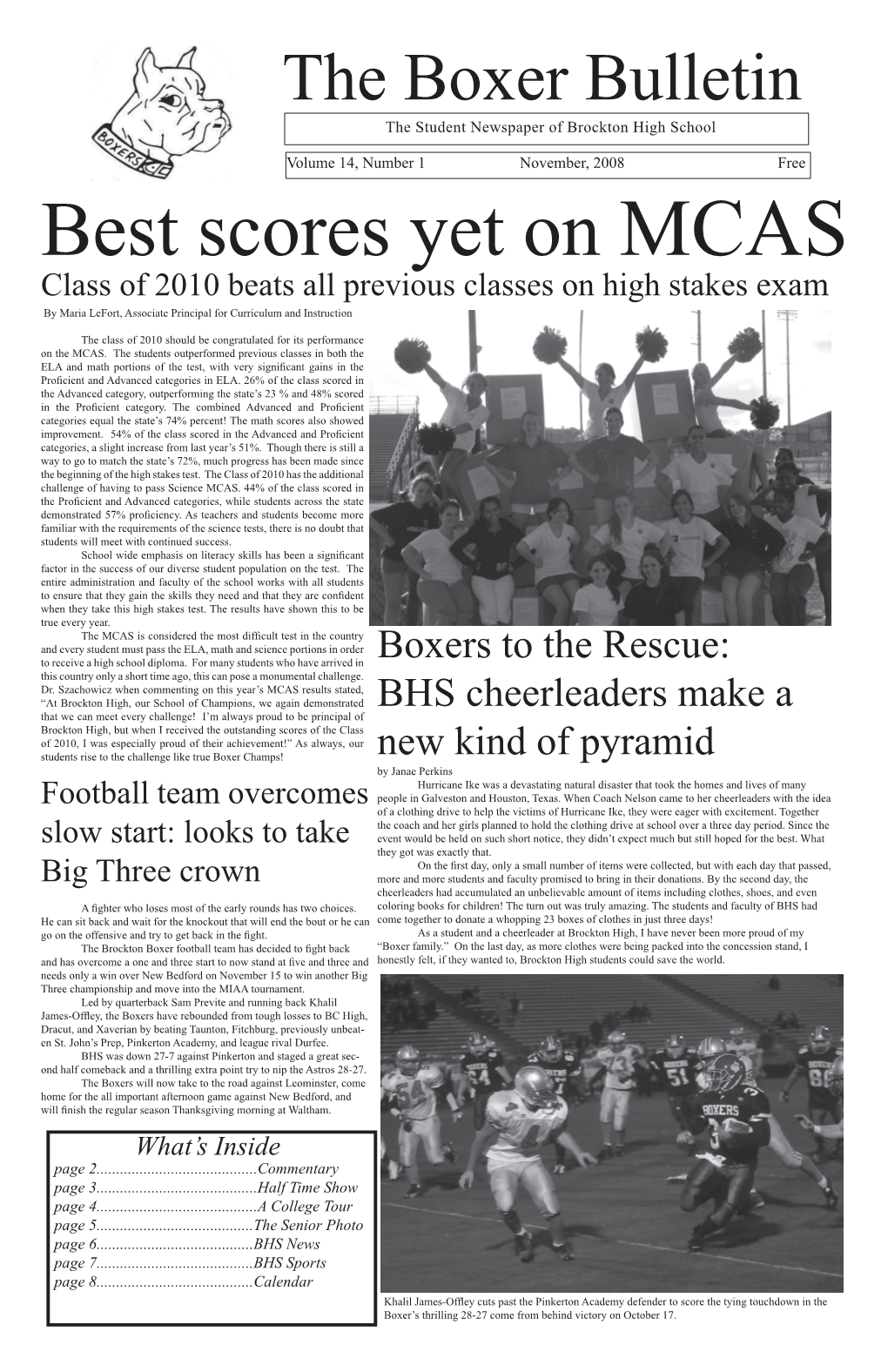 The Boxer Bulletin the Student Newspaper of Brockton High School