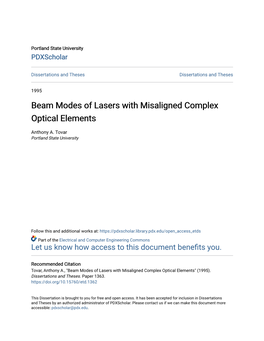 Beam Modes of Lasers with Misaligned Complex Optical Elements