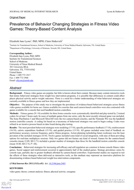 Prevalence of Behavior Changing Strategies in Fitness Video Games: Theory-Based Content Analysis