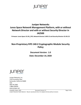 Juniper Networks Junos Space Network Management Platform, with Or Without Network Director and with Or Without Security Director in JA2500