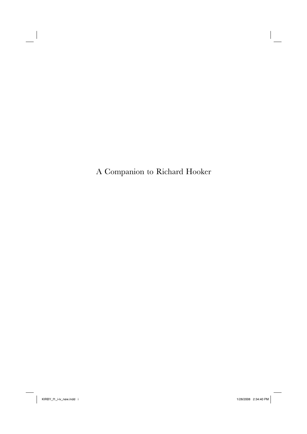 Introduction to a Companion to Richard Hooker