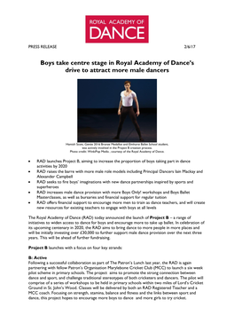 Boys Take Centre Stage in Royal Academy of Dance's Drive to Attract More Male Dancers
