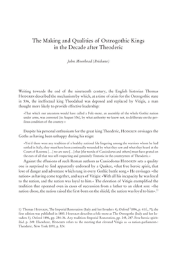 The Making and Qualities of Ostrogothic Kings in the Decade After Theoderic