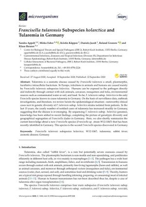 Francisella Tularensis Subspecies Holarctica and Tularemia in Germany