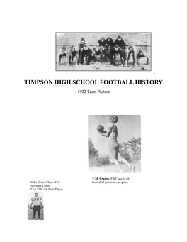 Timpson High School Football History