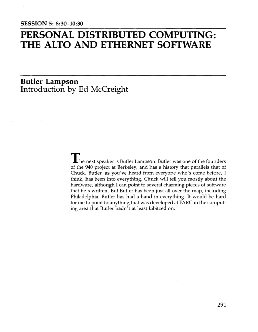 Personal Distributed Computing: the Alto and Ethernet Software