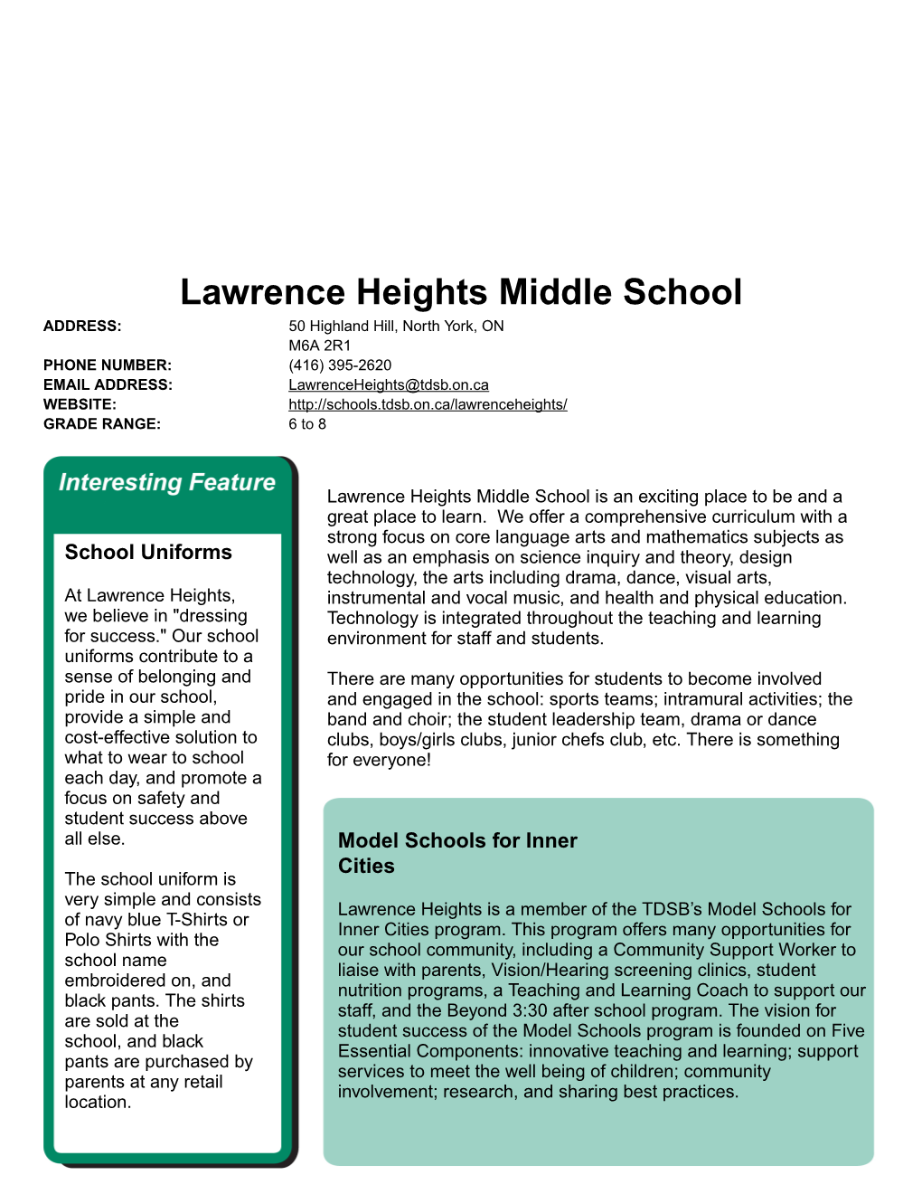 Lawrence Heights Middle School