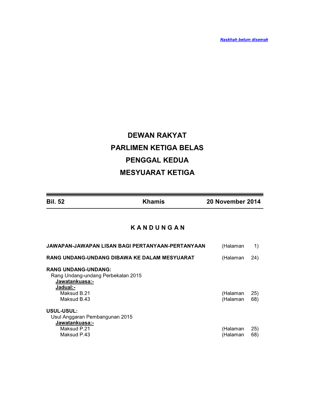 Dewan Rakyat Parlimen Ketiga Belas Penggal Kedua Mesyuarat Ketiga