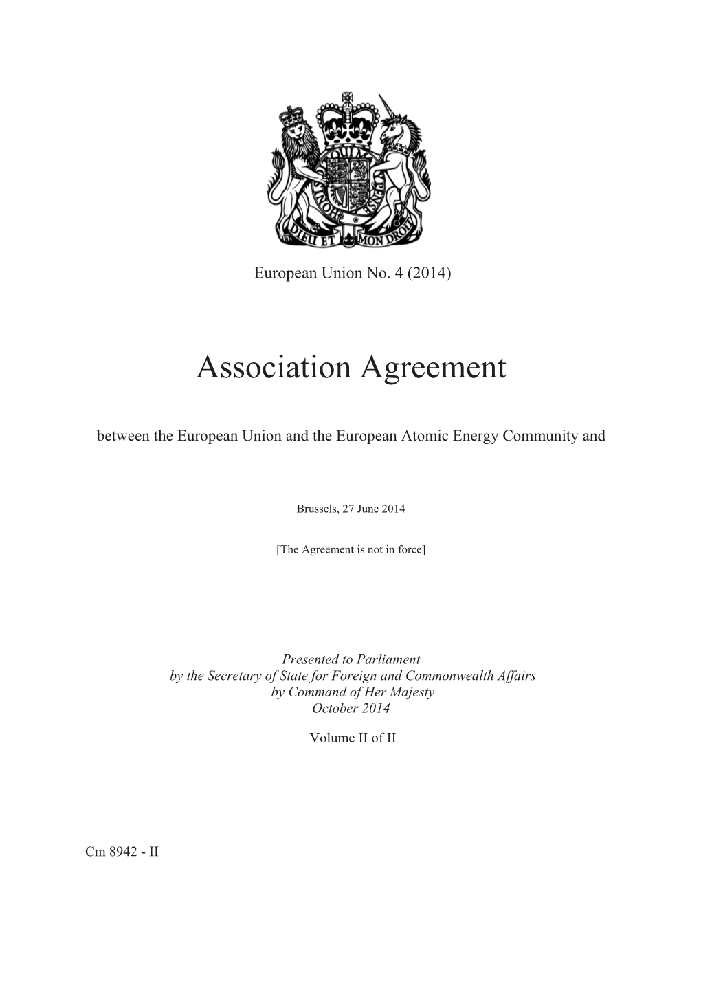 Association Agreement Cm 8942 Vol II