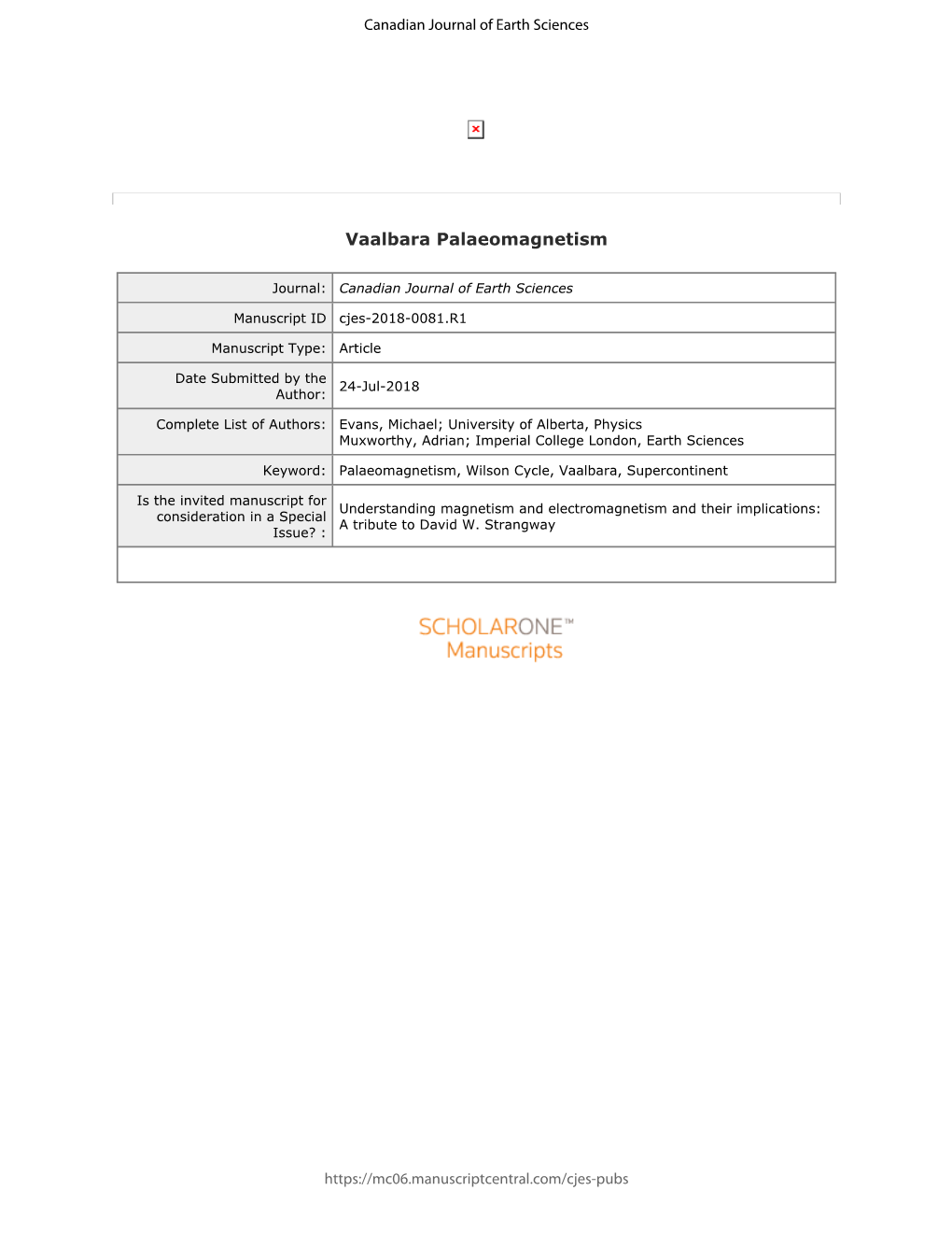 Vaalbara Palaeomagnetism