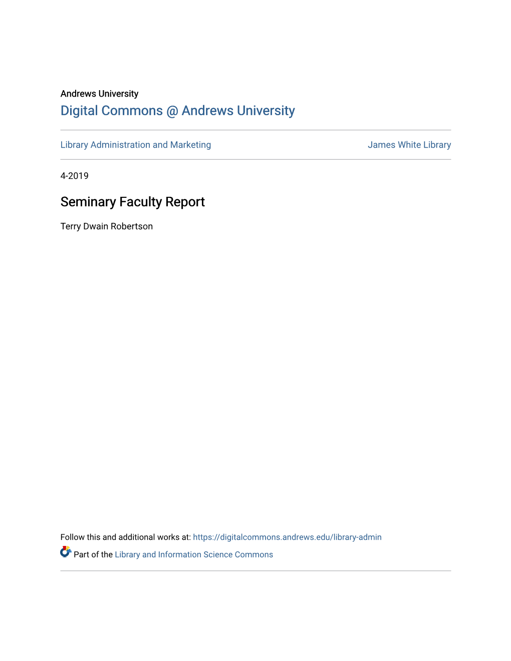Seminary Faculty Report