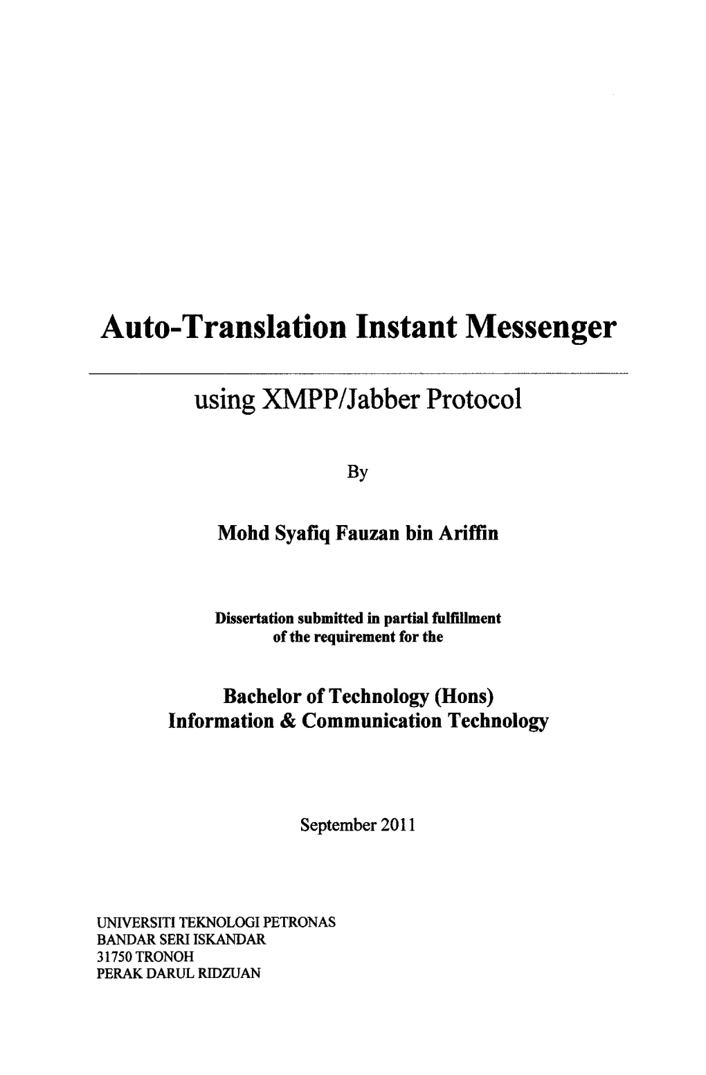 Auto-Translation Instant Messenger