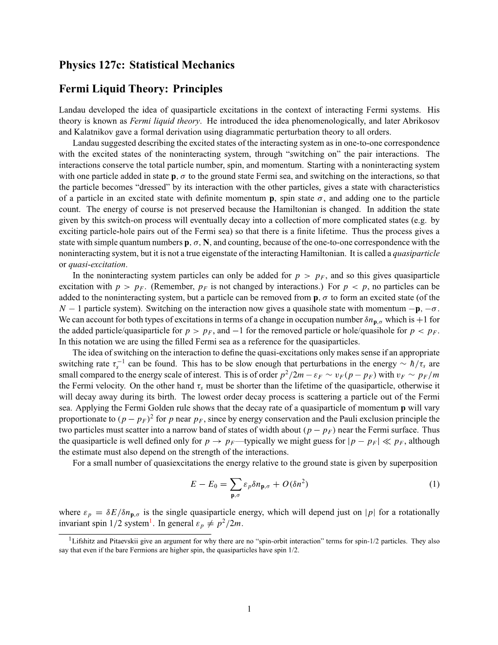 Fermi Liquid Theory: Principles