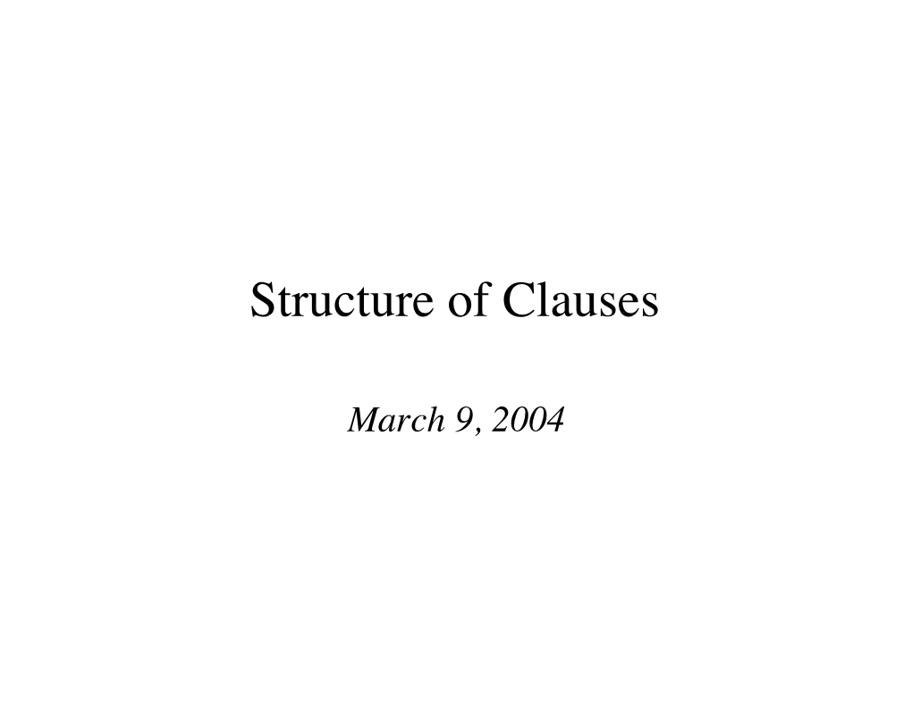 Structure of Clauses