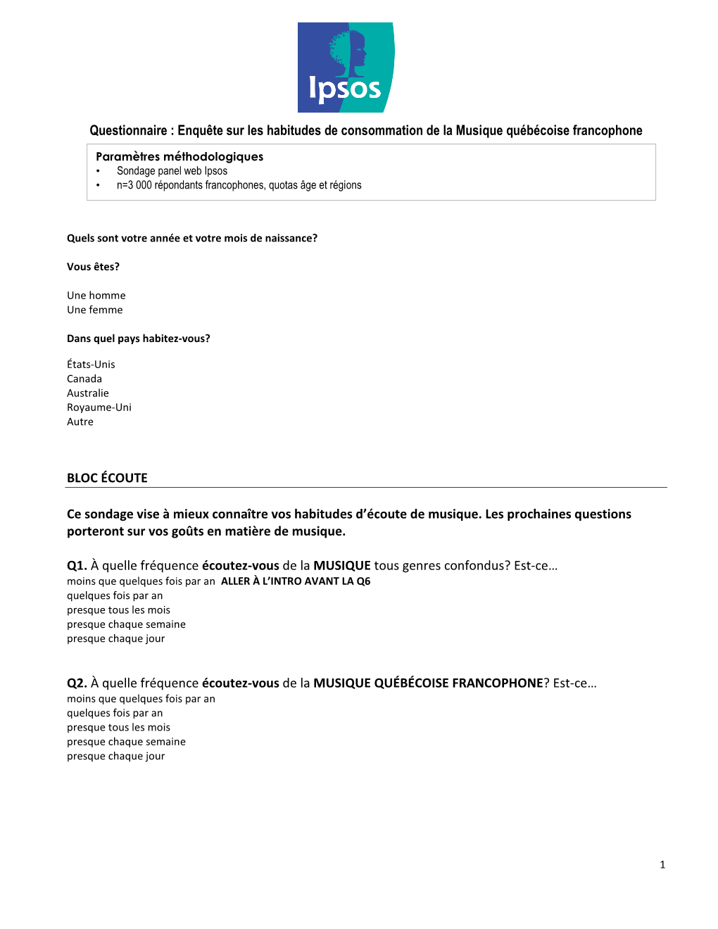 Questionnaire Final Section Documentation