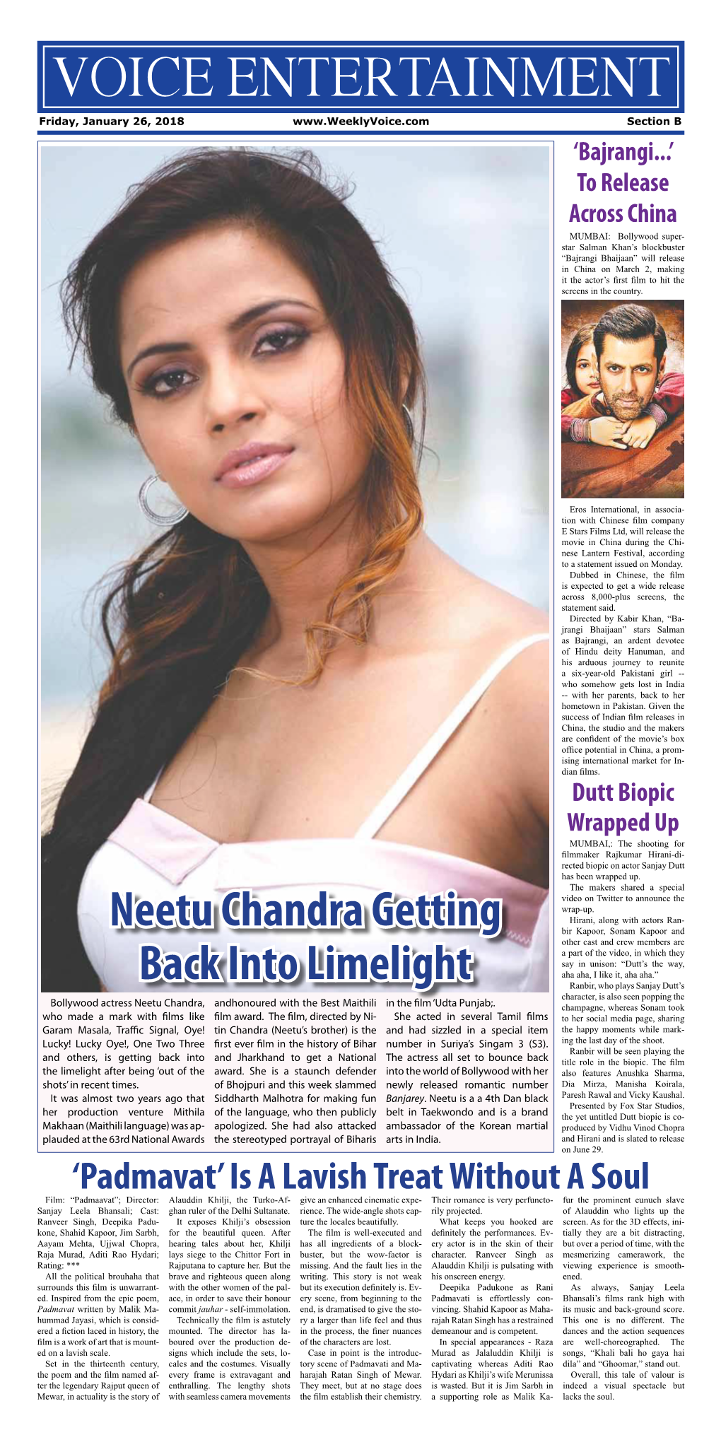 Neetu Chandra Getting Back Into Limelight