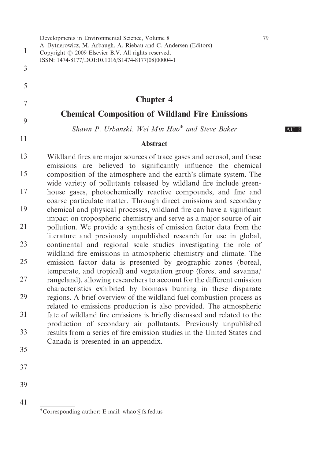 Chapter 4 Chemical Composition of Wildland Fire Emissions 9 Ã Shawn P