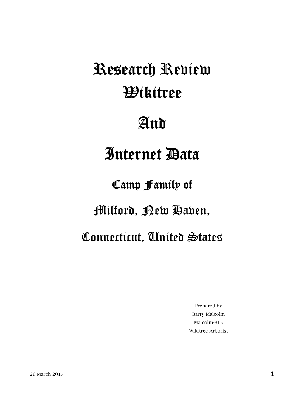 Research Review Wikitree and Internet Data