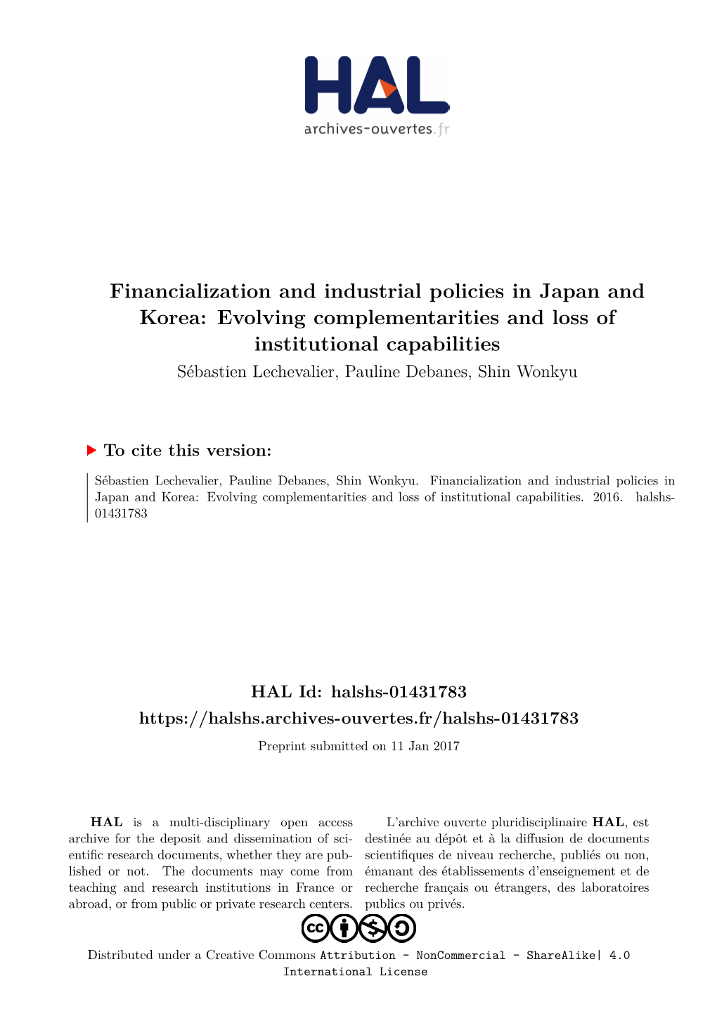 Financialization and Industrial Policies in Japan and Korea