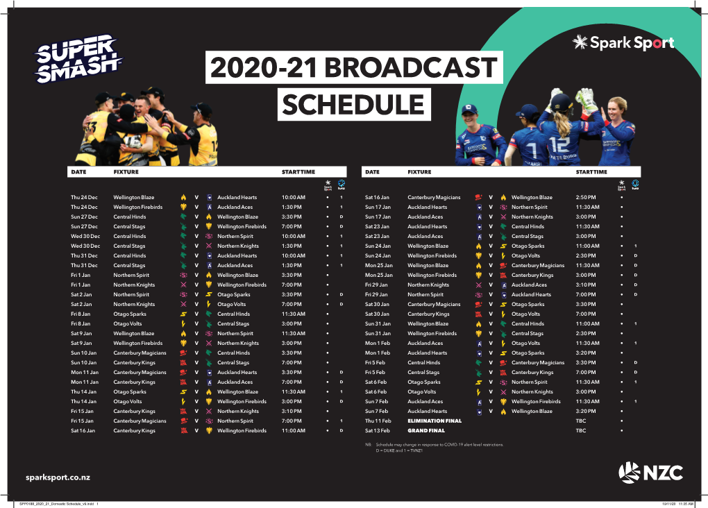 2020-21 Broadcast Schedule