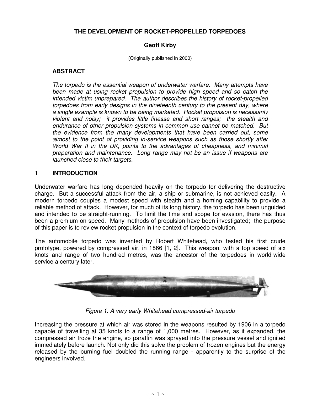 The Development of Rocket-Propelled Torpedoes