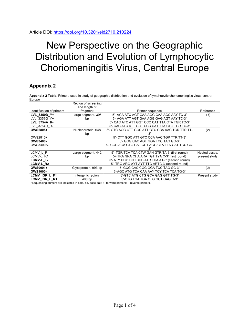 New Perspective on the Geographic Distribution and Evolution of Lymphocytic Choriomeningitis Virus, Central Europe