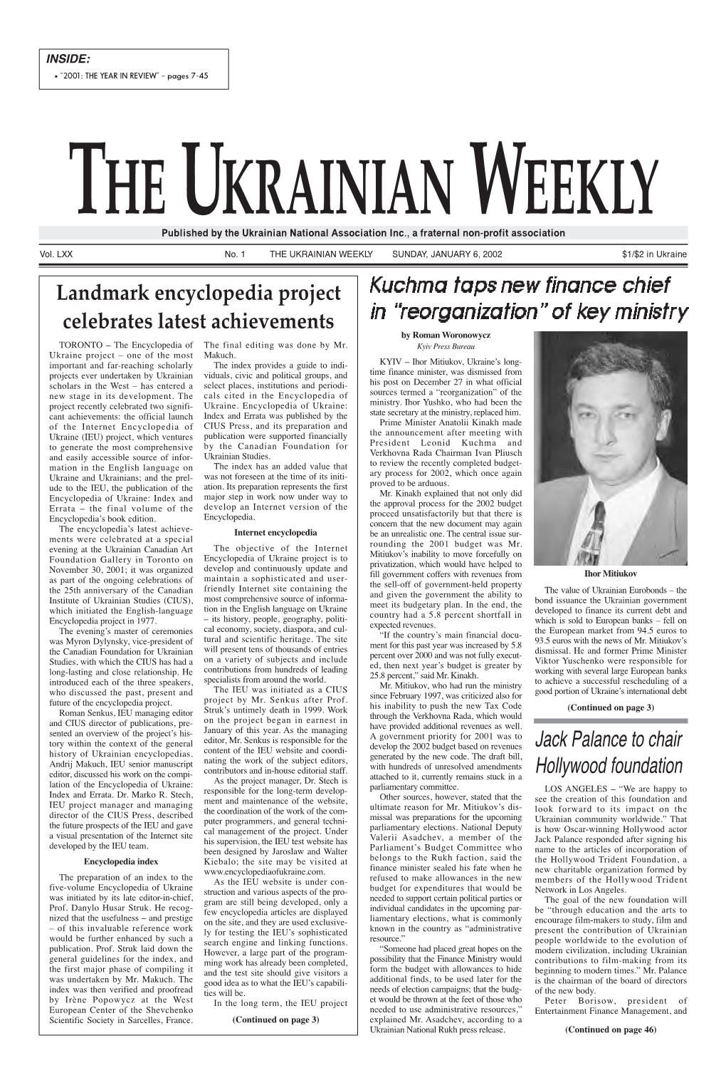 The Ukrainian Weekly 2002, No.1