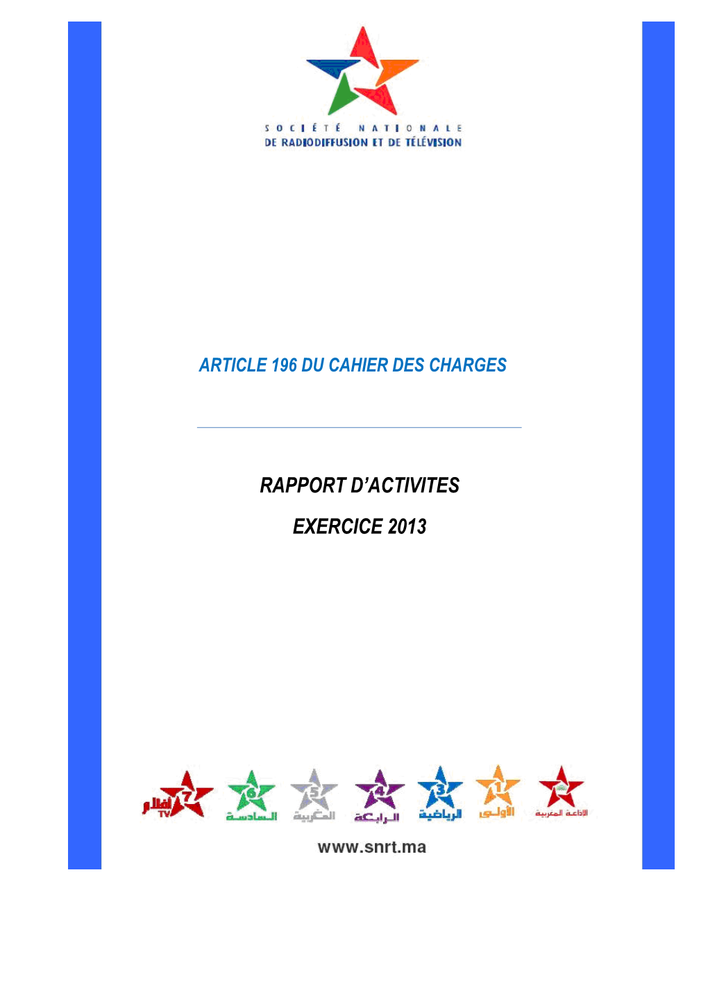 Rapport D'activites Exercice 2013