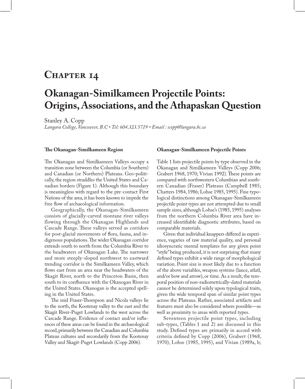 Chapter 14 Okanagan-Similkameen Projectile Points