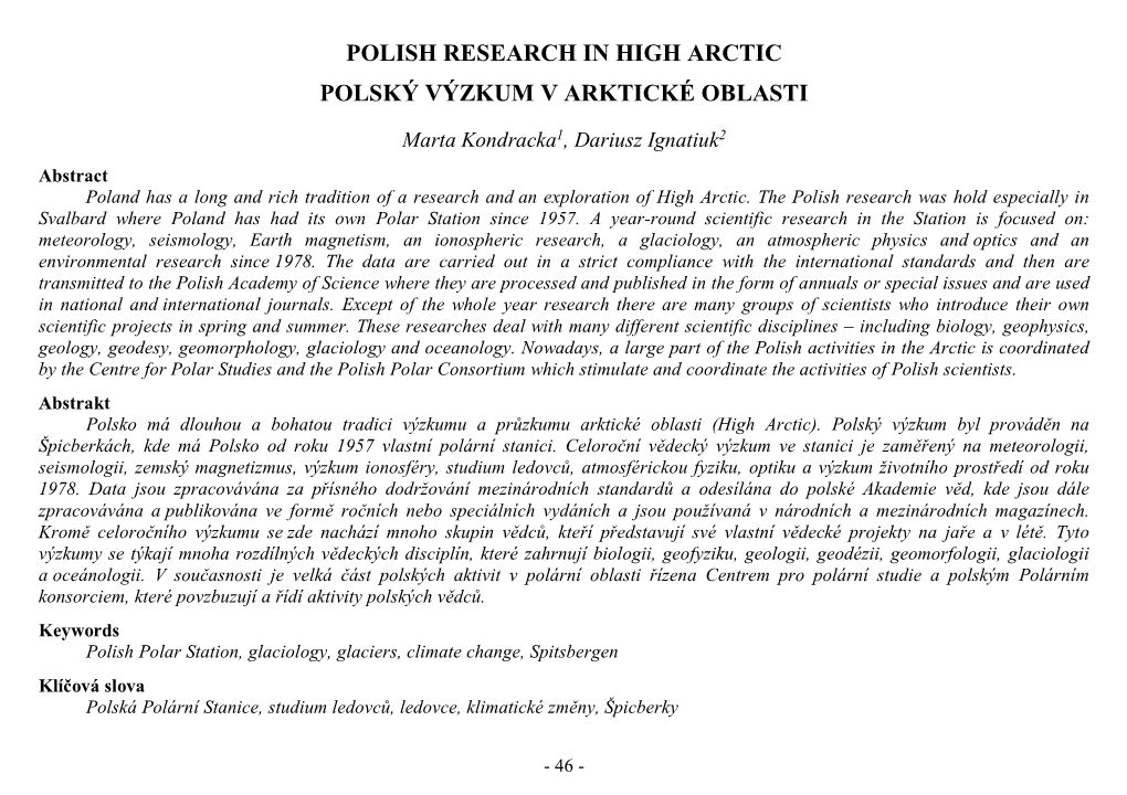 Polish Research in High Arctic Polský Výzkum V