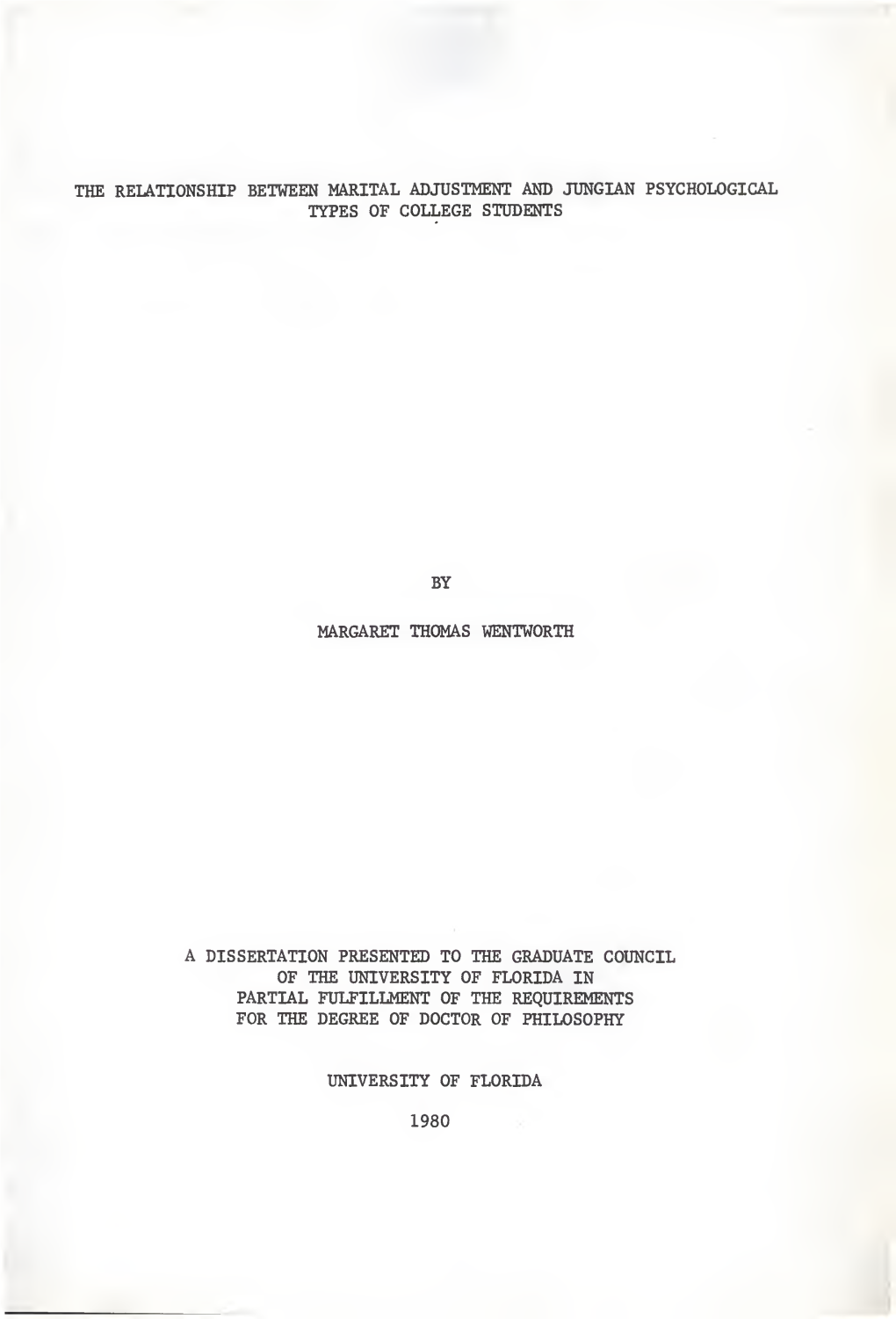 Relationship Between Marital Adjustment and Jungian Psychological Types of College Students