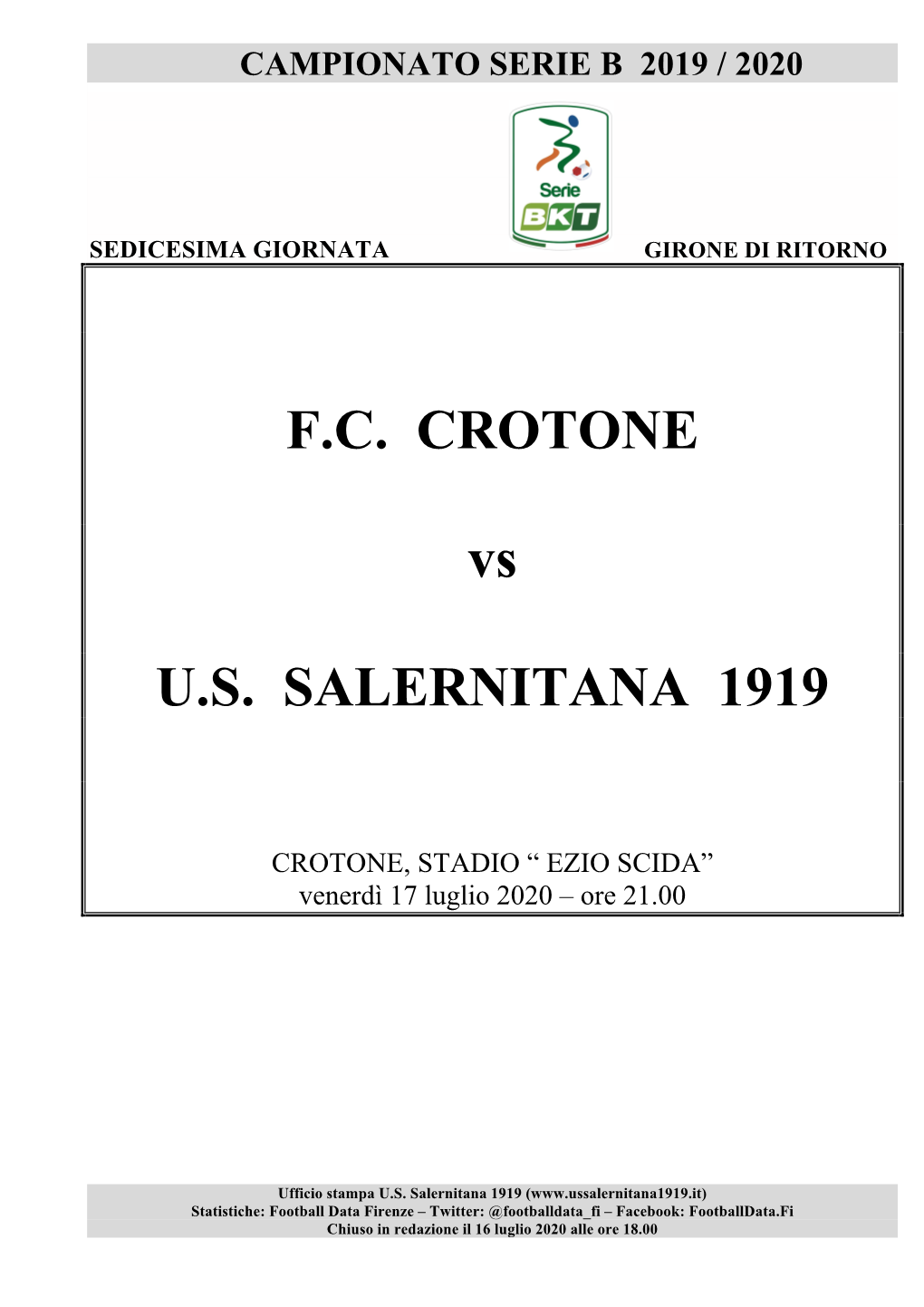Crotone-Salernitana