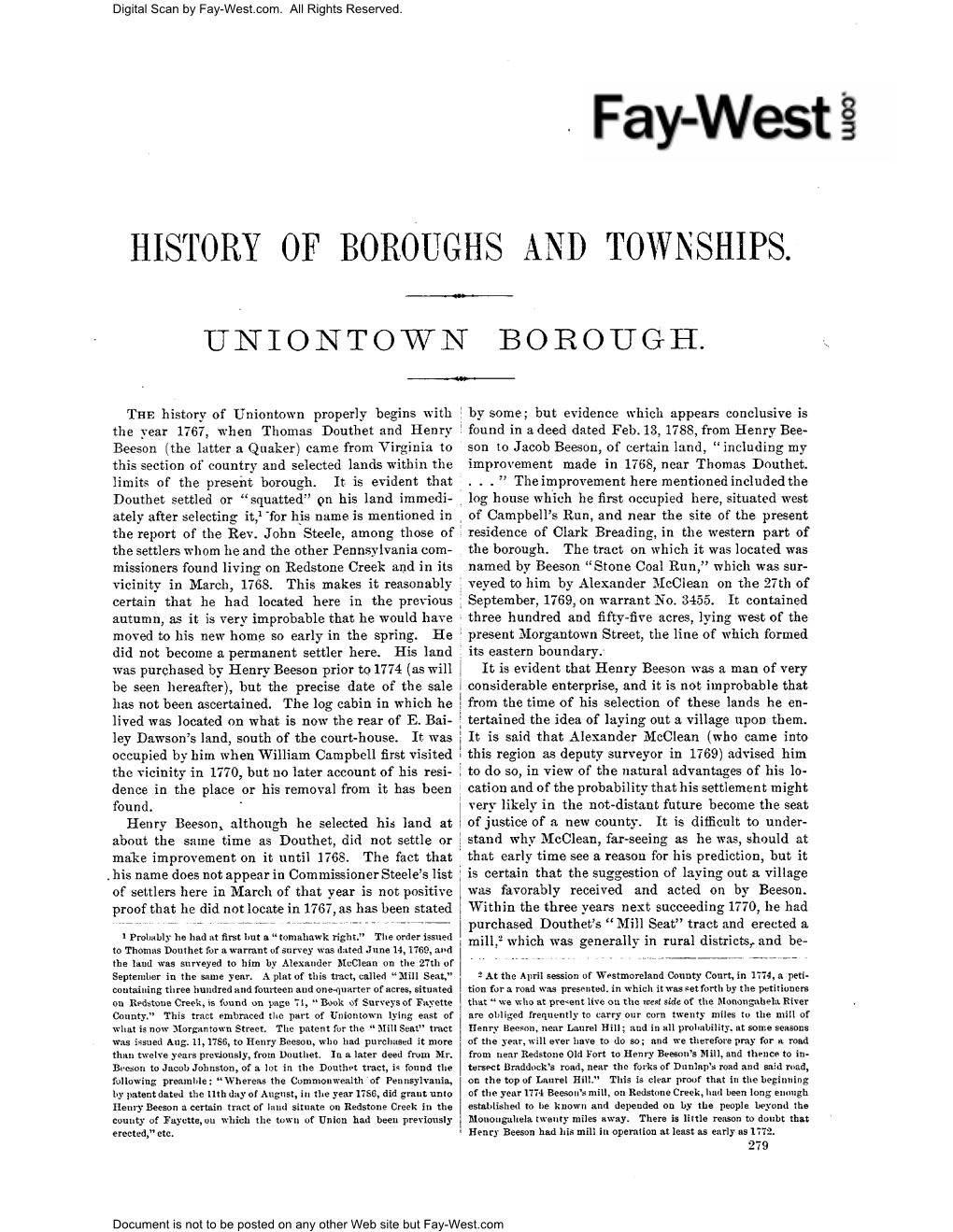 History of Boroughs and Towkships