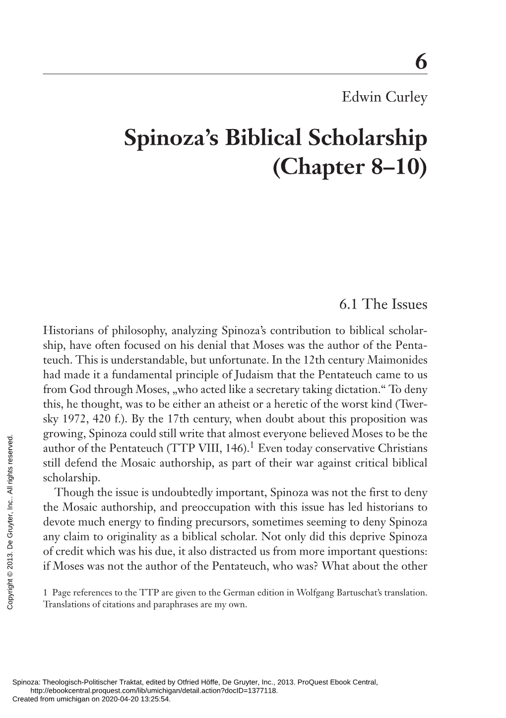 6 Spinoza's Biblical Scholarship (Chapter 8–10)