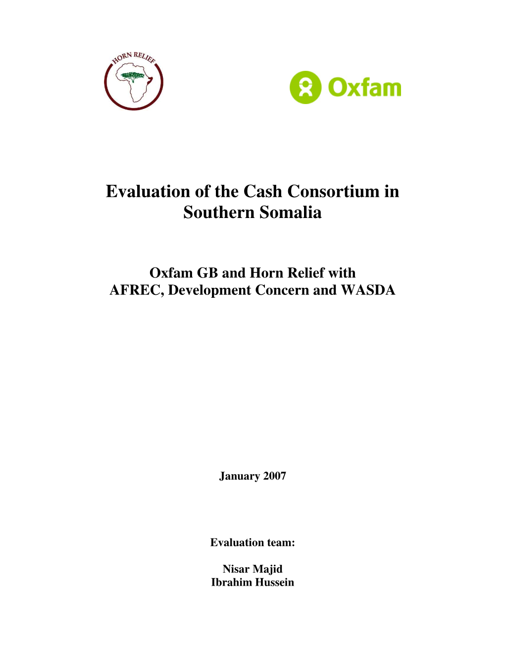 Evaluation of the Cash Consortium in Southern Somalia