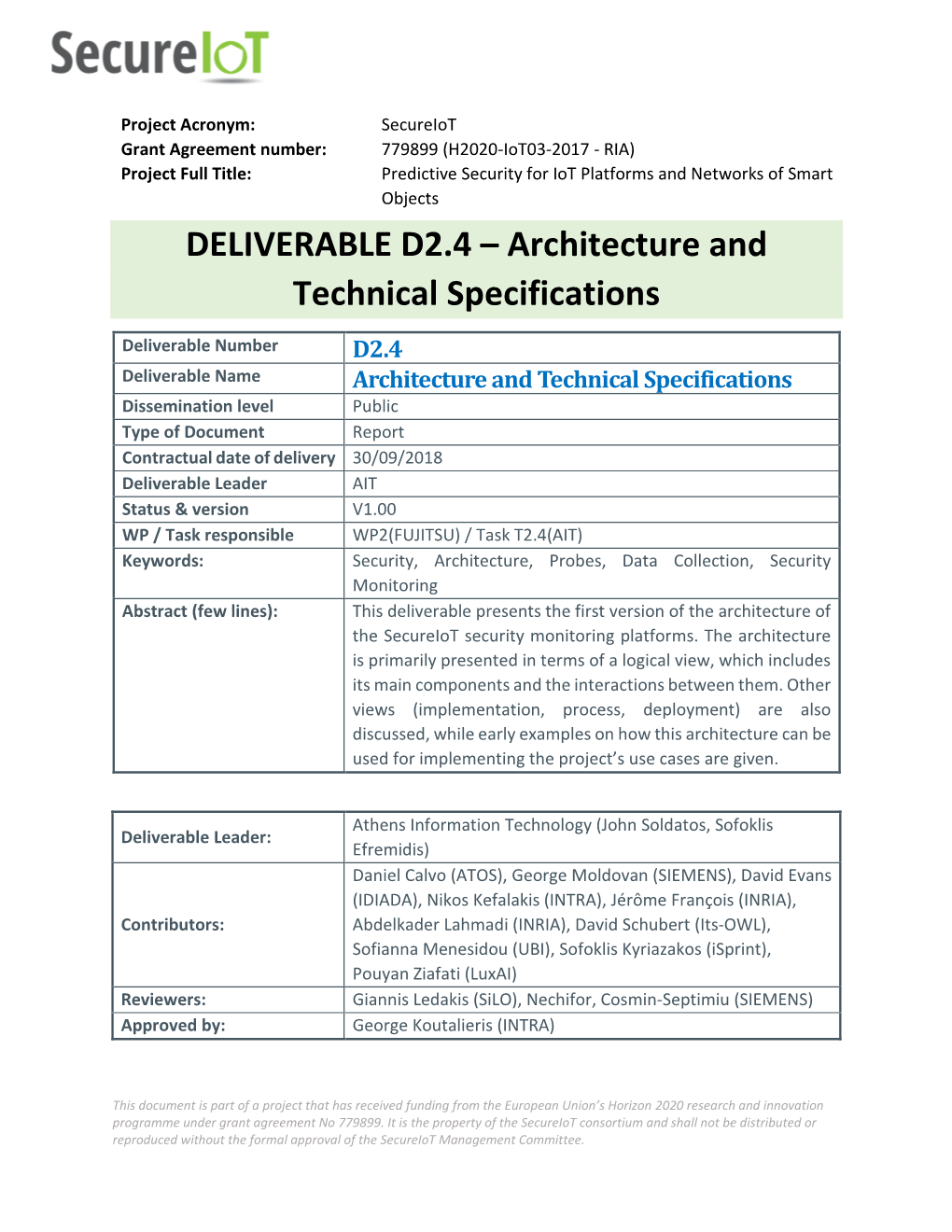 DELIVERABLE D2.4 – Architecture and Technical Specifications
