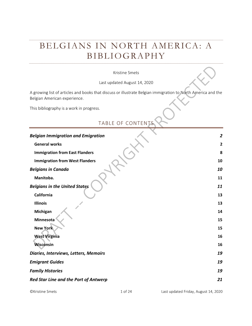 Belgians in North America: a Bibliography